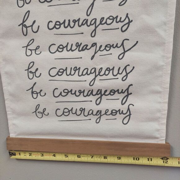 Canvas Banner "Be Courageous", 12" x 16" Wall Art, Jute, Wood, Office Home Decor - Picture 4 of 7